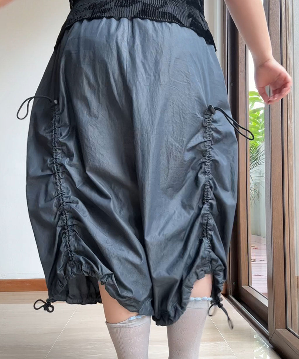 Yohji Ground Y Shirring Nylon Twill Gaucho Pants