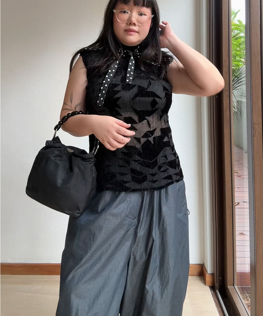 Christian Dior 2000 Beaded Handle Nylon Handbag