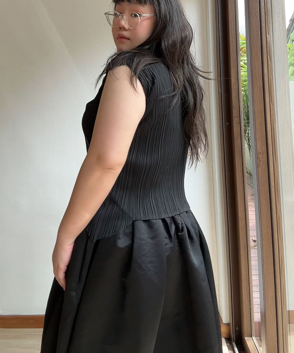 Pleats Please Double Layer Pleated Pointy Sleeves Top