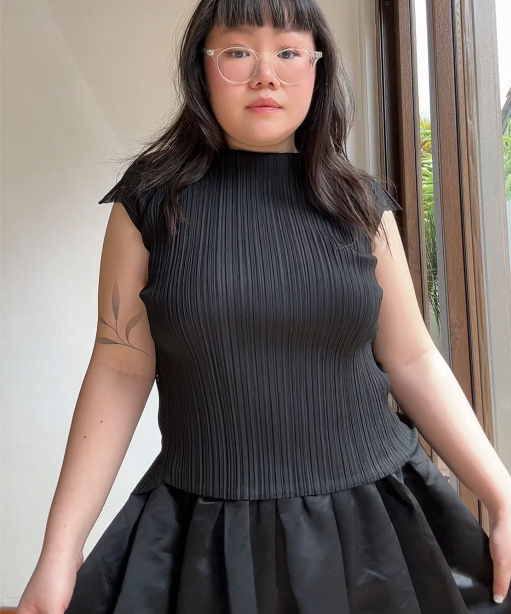 Pleats Please Double Layer Pleated Pointy Sleeves Top