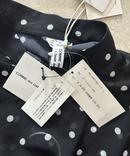 Comme des Garcons SS20 Mandarin Collar Polka Dot Sheer Dress (BNWT, Condition 10/10)