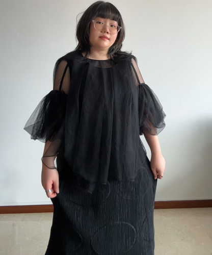 Chika Kisada Sheer Tulle Belle Sleeve Top