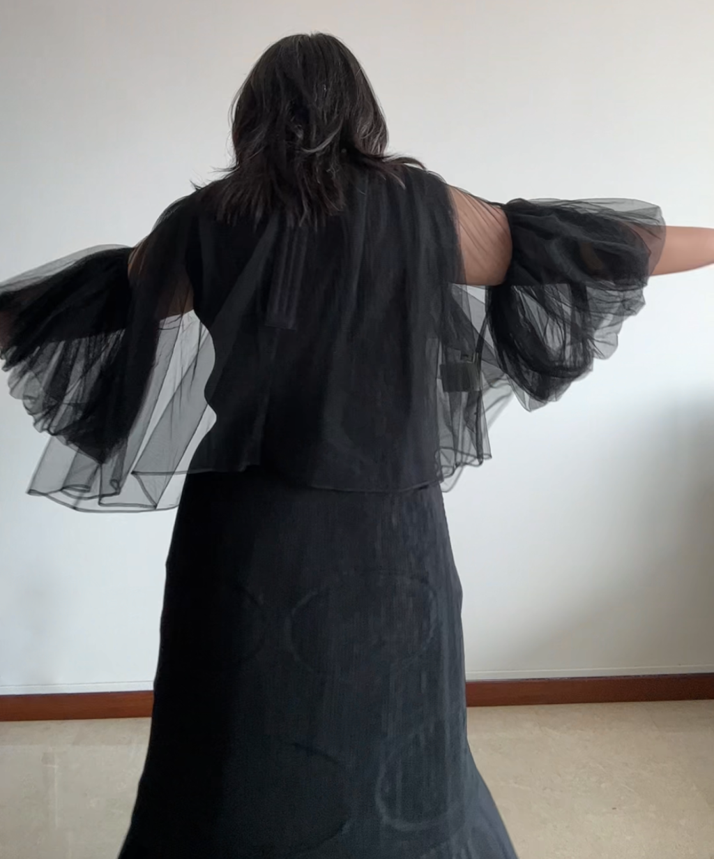 Chika Kisada Sheer Tulle Belle Sleeve Top