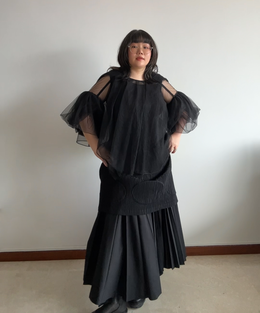 Chika Kisada Sheer Tulle Belle Sleeve Top