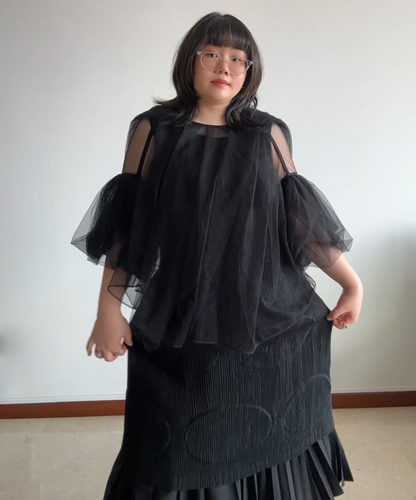 Chika Kisada Sheer Tulle Belle Sleeve Top