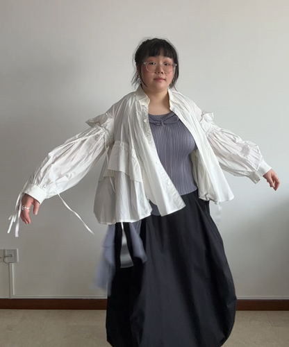Chika Kisada Balloon Sleeve Shirring Shirt