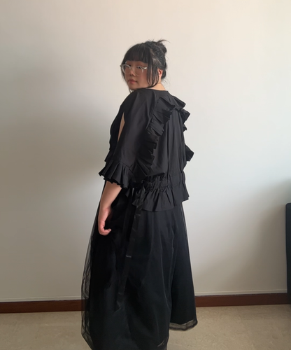Comme des Garcons Comme des Garcons SS18 Ribbon Drawstring Ruffle Blouse (Cotton Version, Condition 10/10)