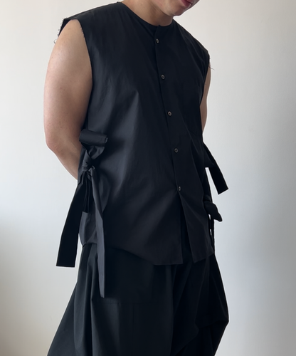 Comme des Garçons Homme Plus SS25 Bow Tie Sleeveless Shirt (Black)