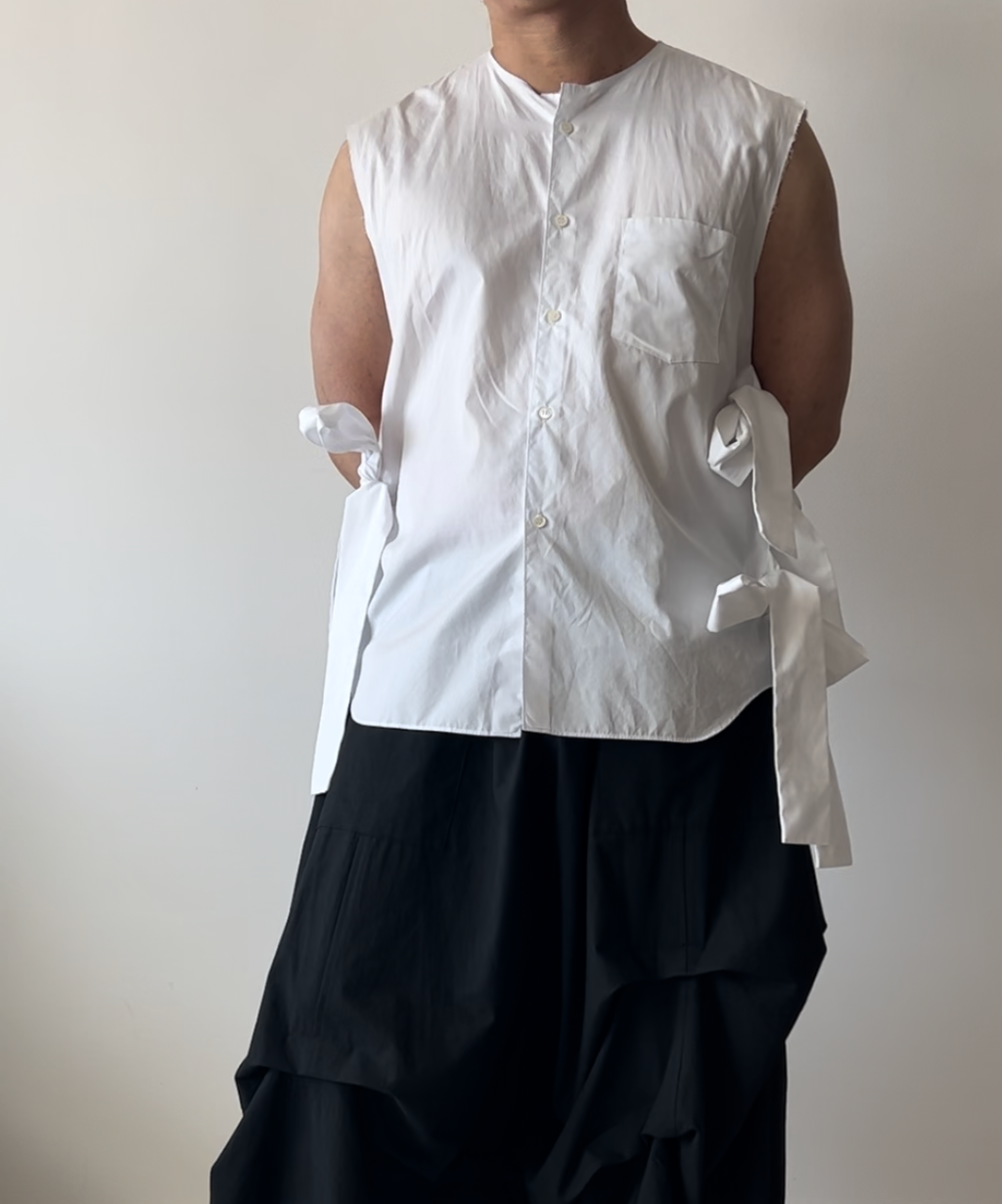 Comme des Garçons Homme Plus SS25 Bow Tie Sleeveless Shirt (White)