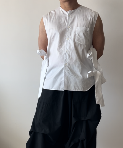 Comme des Garçons Homme Plus SS25 Bow Tie Sleeveless Shirt (White)