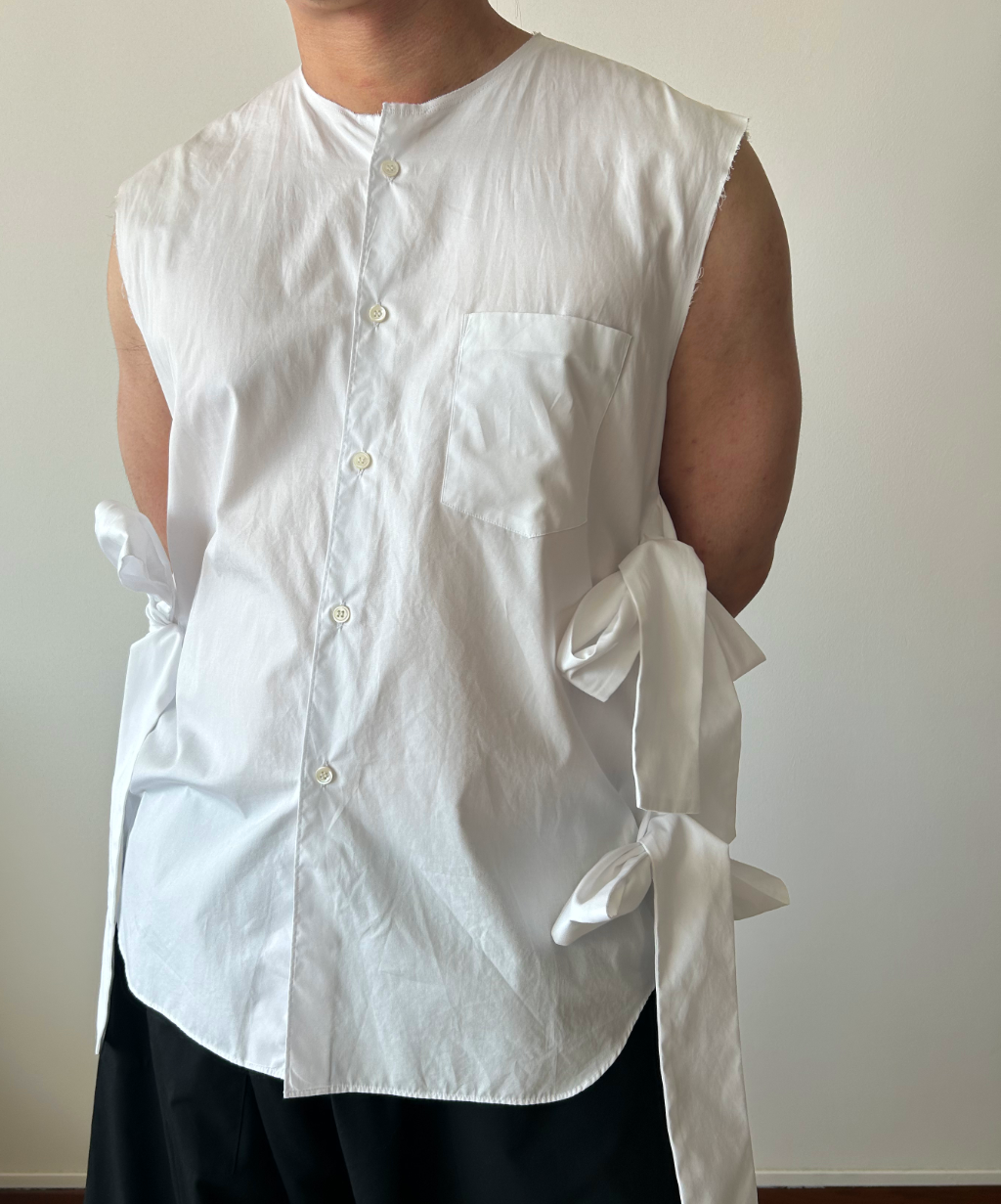 Comme des Garçons Homme Plus SS25 Bow Tie Sleeveless Shirt (White)