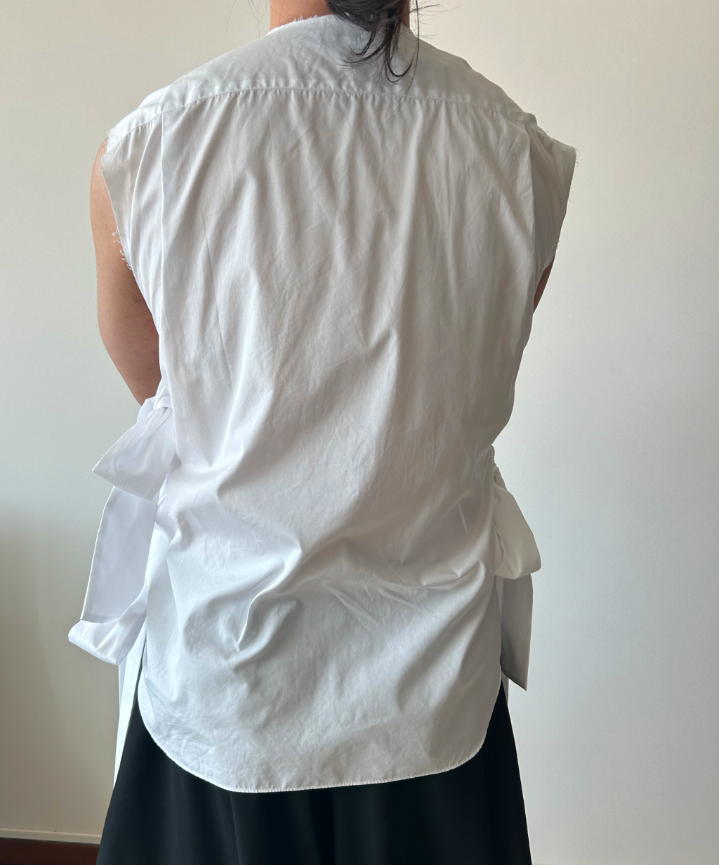 Comme des Garçons Homme Plus SS25 Bow Tie Sleeveless Shirt (White)
