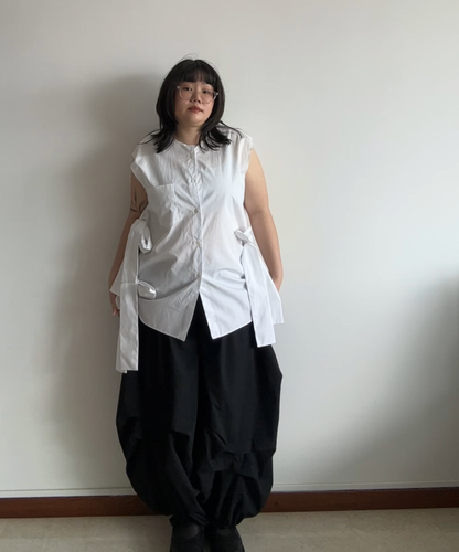Comme des Garçons Homme Plus SS25 Bow Tie Sleeveless Shirt (White)