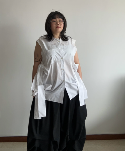 Comme des Garçons Homme Plus SS25 Bow Tie Sleeveless Shirt (White)