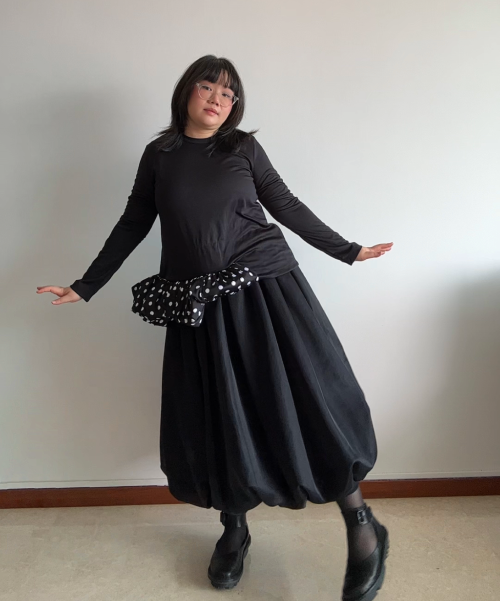 Comme des Garçons Polka Dot Balloon Hem Top