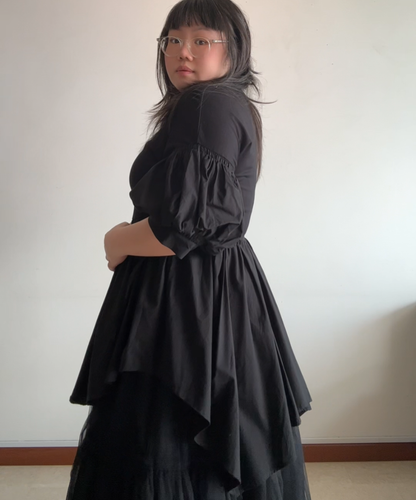 Enfold Balloon Sleeve Peplum Top