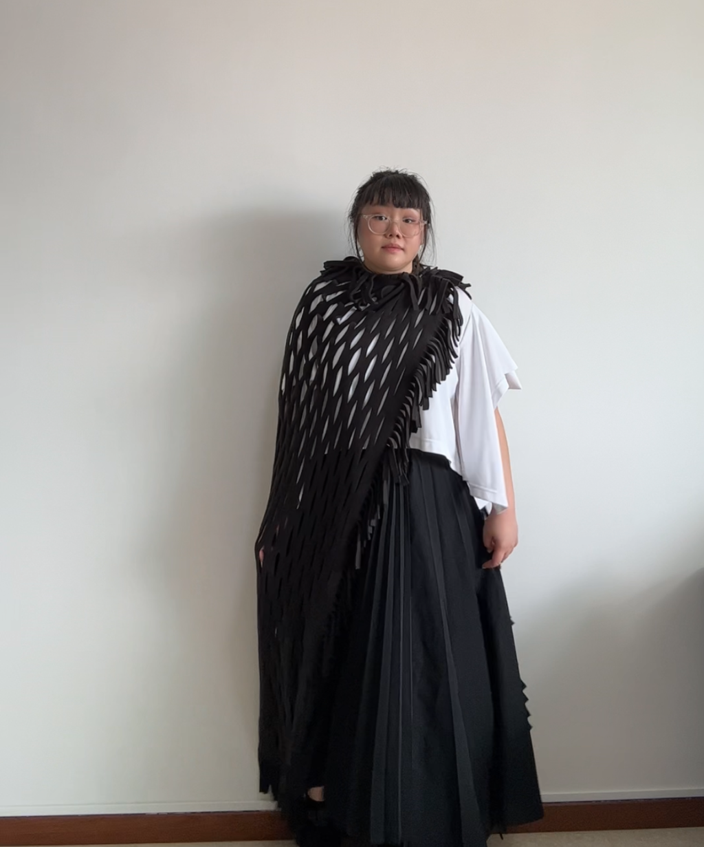 Gomme Fleece Mesh Fringe Scarf/Stole