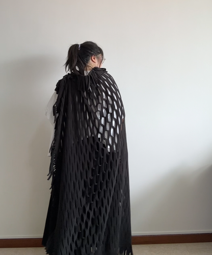 Gomme Fleece Mesh Fringe Scarf/Stole