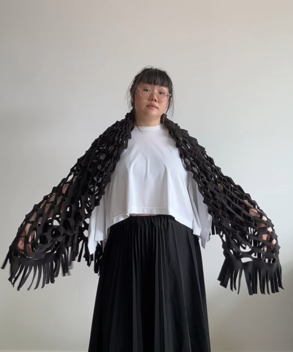 Gomme Fleece Mesh Fringe Scarf/Stole