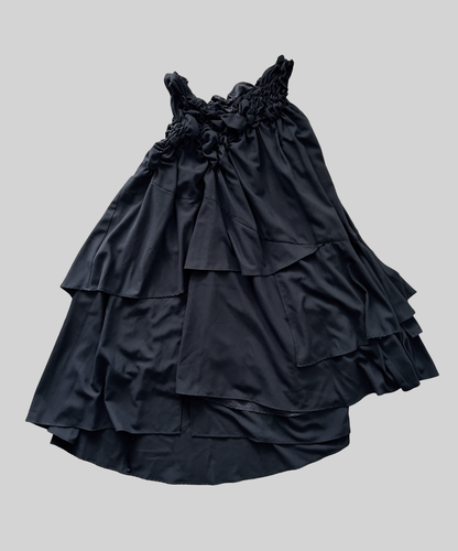 Gomme gathered bust asymmetrical ruffle dress