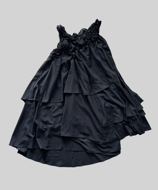 Gomme gathered bust asymmetrical ruffle dress