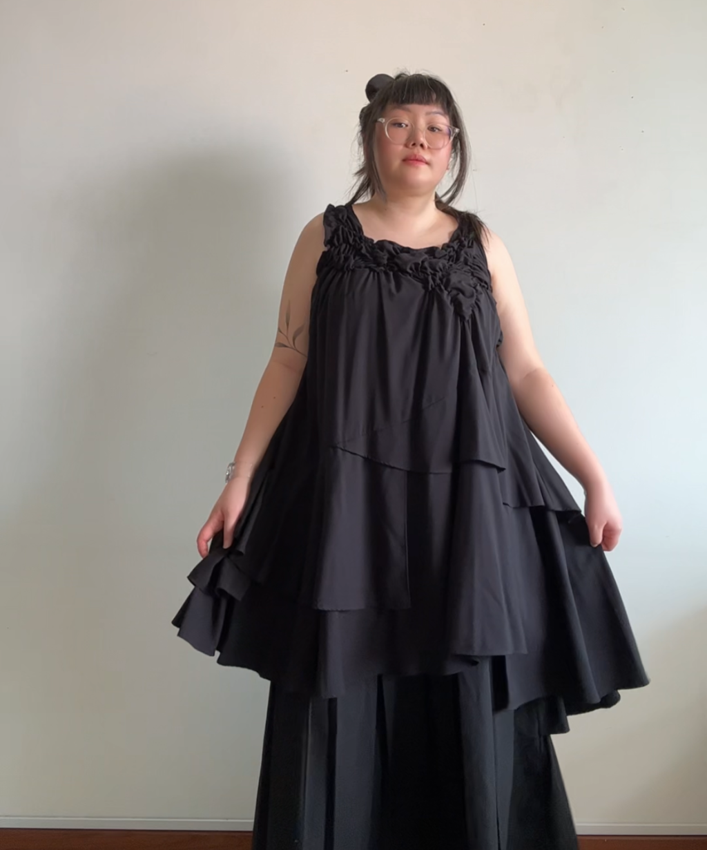 Gomme gathered bust asymmetrical ruffle dress