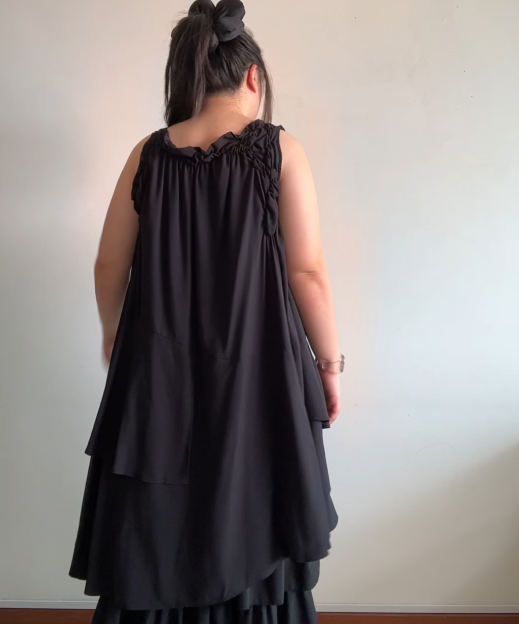 Gomme gathered bust asymmetrical ruffle dress