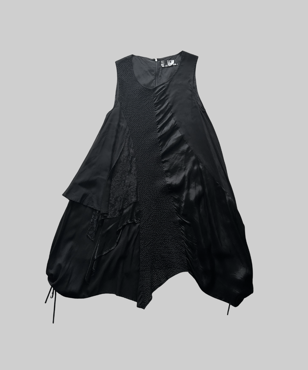 Gomme layered asymmetrical lace sleeveless dress