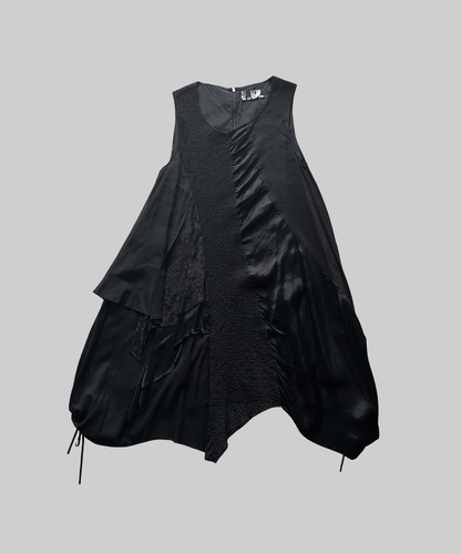 Gomme layered asymmetrical lace sleeveless dress