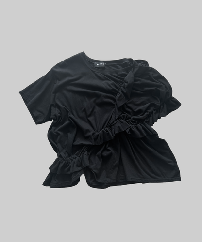 Gomme Ruffle Asymmetrical Tshirt