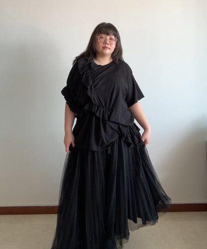 Gomme Ruffle Asymmetrical Tshirt