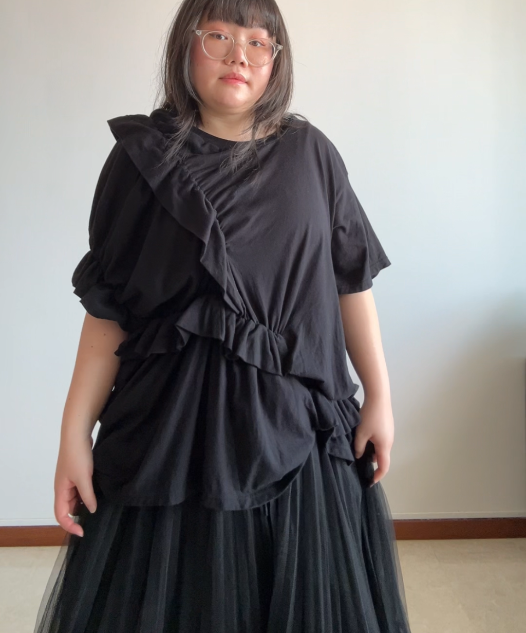 Gomme Ruffle Asymmetrical Tshirt