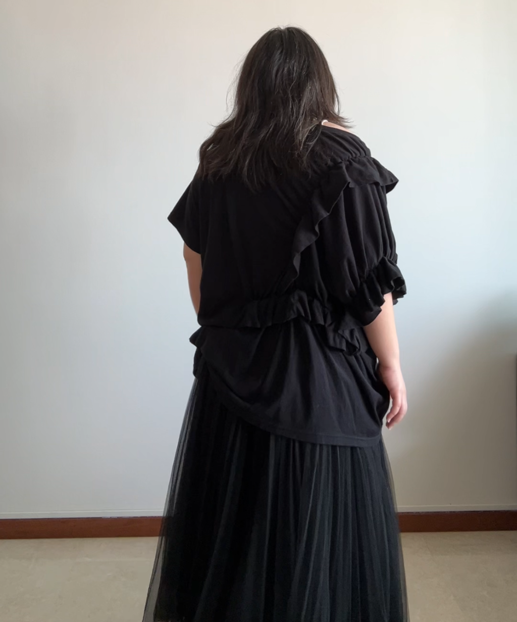 Gomme Ruffle Asymmetrical Tshirt