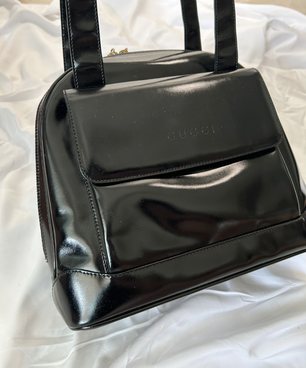 Gucci 90s Long Handle Patent Leather Shoulder Bag