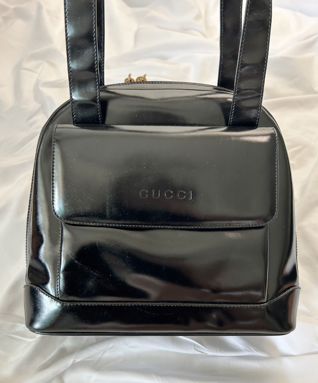 Gucci 90s Long Handle Patent Leather Shoulder Bag