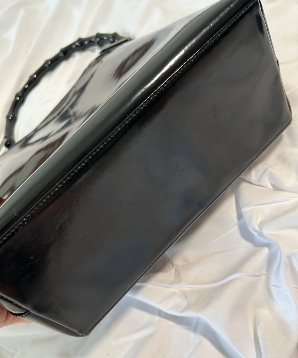 Gucci 90s Bamboo Handle Patent Leather Bag