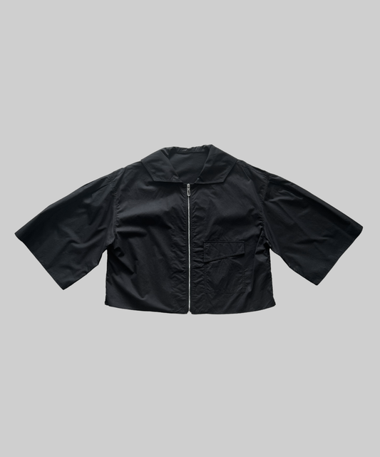 Harlan + Holden Cropped Wide Sleeve Zip Shirt