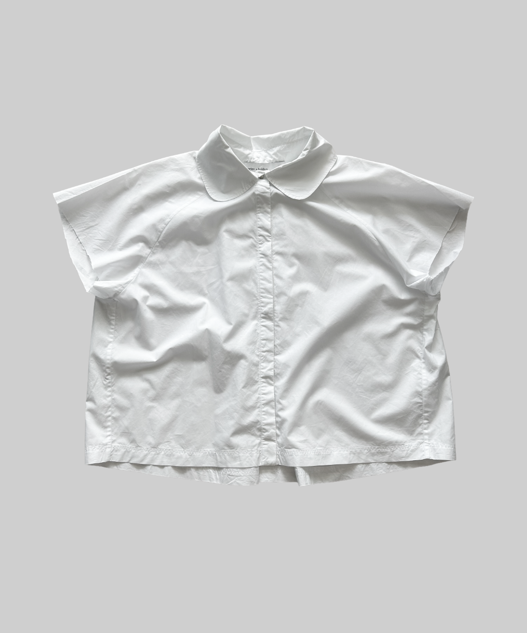 Harlan + Holden Peterpan Collar Distressed Sleeve Snap Button Shirt