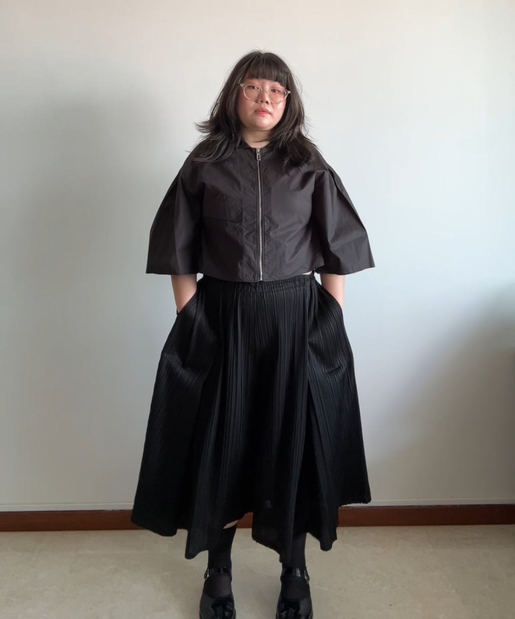 Harlan + Holden Cropped Wide Sleeve Zip Shirt
