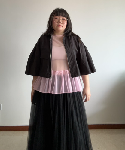 Harlan + Holden Cropped Wide Sleeve Zip Shirt