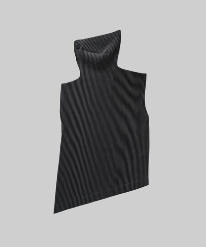 Homme Plisse Issey Miyake Funnel Neck Asymmetrical Pleated Top (BNWT, Condition 10/10)