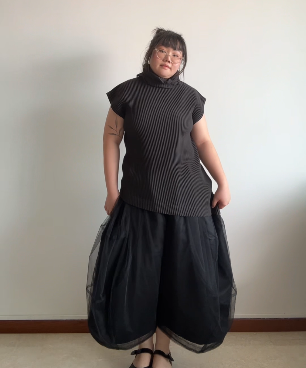 Homme Plisse Issey Miyake Funnel Neck Asymmetrical Pleated Top (BNWT, Condition 10/10)