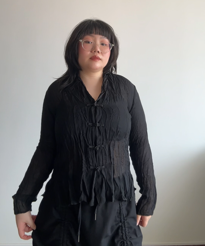 Issey Miyake Fete Sheer Mandarin Blouse