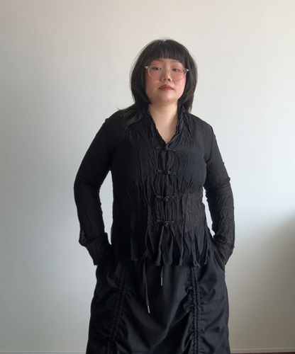 Issey Miyake Fete Sheer Mandarin Blouse