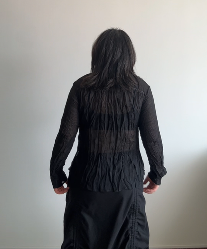 Issey Miyake Fete Sheer Mandarin Blouse