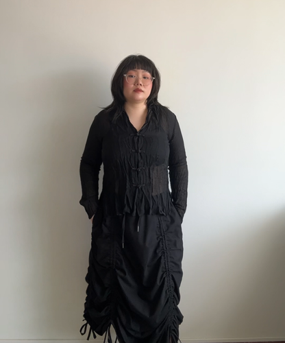 Issey Miyake Fete Sheer Mandarin Blouse