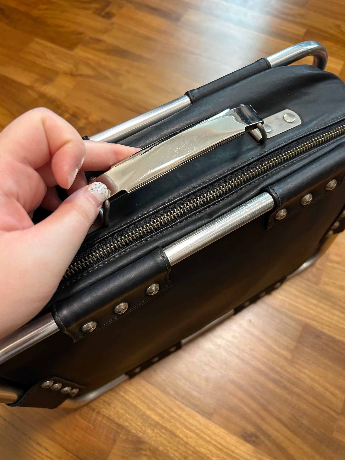 Vintage Jean Paul Gaultier pipe frame 2-way leather bag (L)