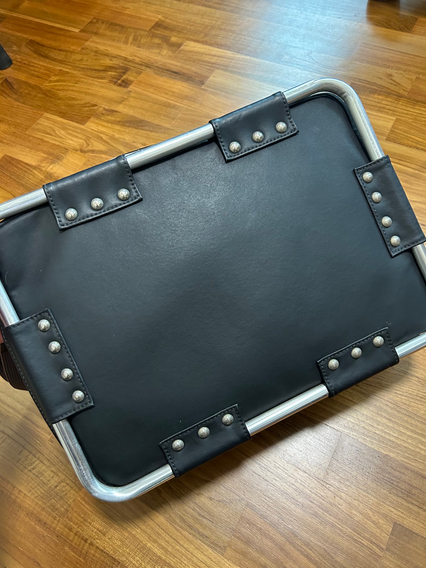 Vintage Jean Paul Gaultier pipe frame 2-way leather bag (L)