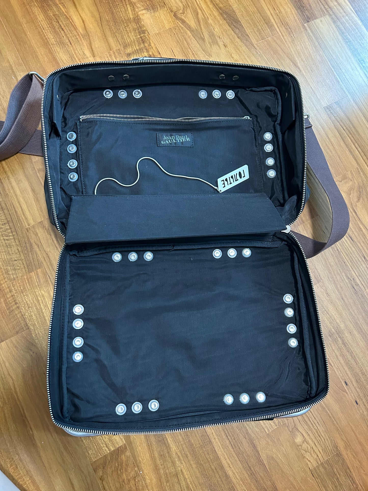 Vintage Jean Paul Gaultier pipe frame 2-way leather bag (L)