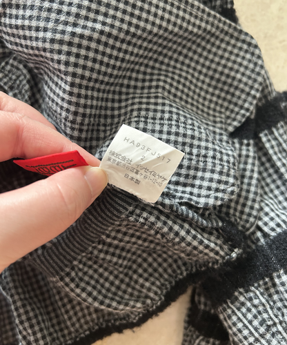 Issey Miyake HAAT Asymmetrical Checkered Shirred Cardigan